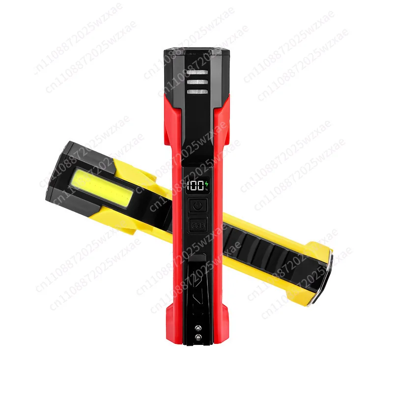 Red and white dual light source flashlight rotates 180 degrees with pen clip magnet multi-function work light
