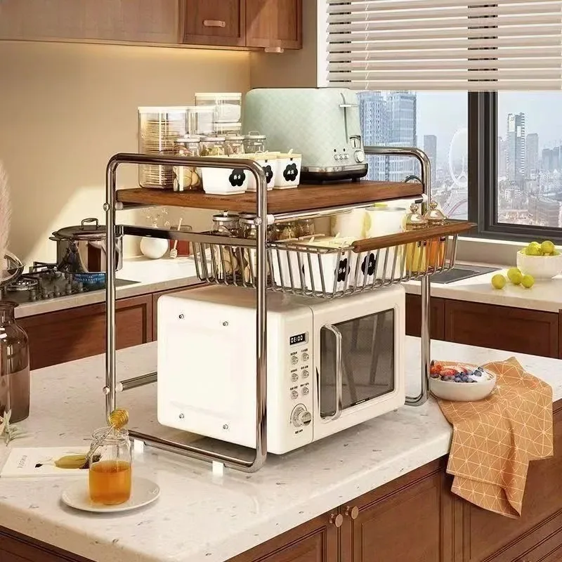 Microwave oven rack Multifunctional kitchen countertop Oven bracket Multi-layer storage Rice cooker storage shelf