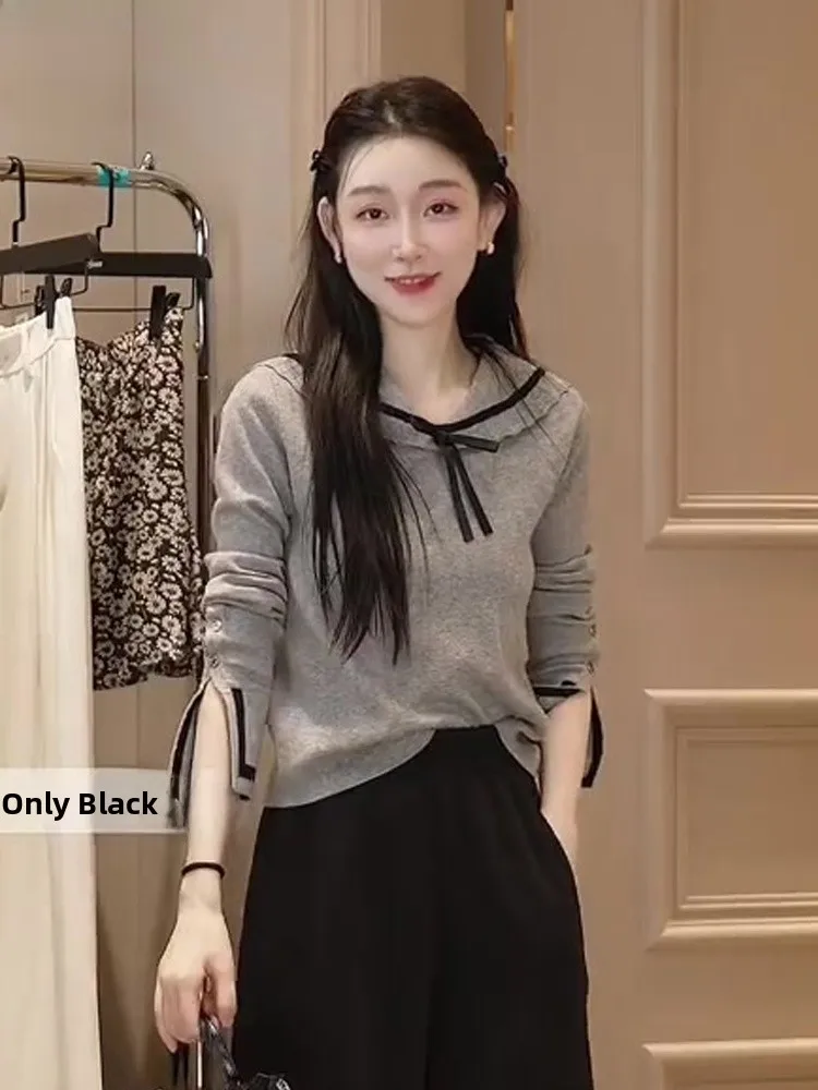 

Oajer Flagip Store Casual Knitwear Knot Doll Collar Autumn College Sle Women's Faion Long Sve Overhead