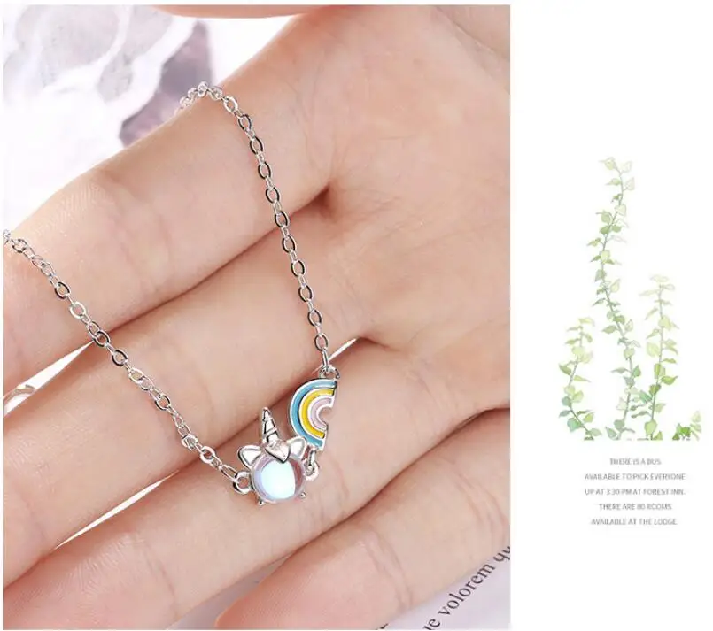 925 Sterling Silver Opal Rainbow Unicorn Charm Bracelets & Bangle For Women Wedding Party Jewelry Gift 2022 New Trendy