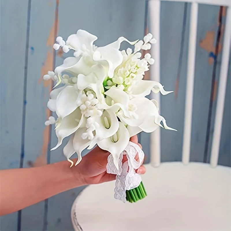 3/5/10Pcs White Artificial Flowers Bouquet Calla Lily Fake Flowers for Home Room Decor  Wedding Bridal Decoration Vase Ornament