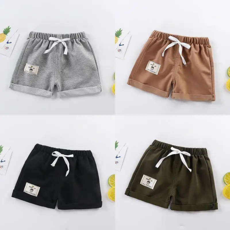 Pantalones cortos con diseño de cintura elástica para niños, ropa informal de punto para niños de 12 a 5 años, verano 2024