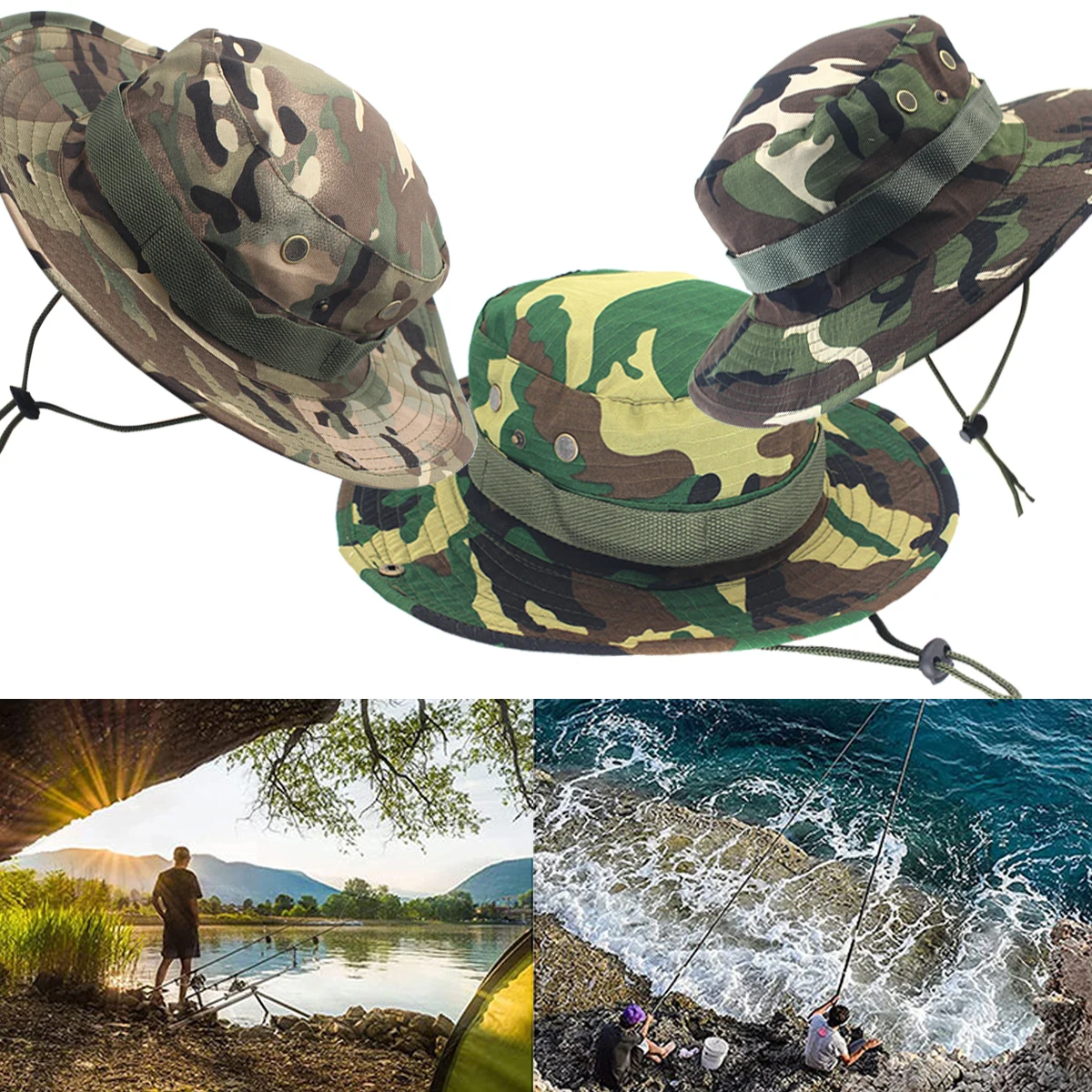 

1Pcs Creative Outdoor Camouflage Fisherman Hat Tactical Training Expansion Breathable Training Camping Sunscreen Hat
