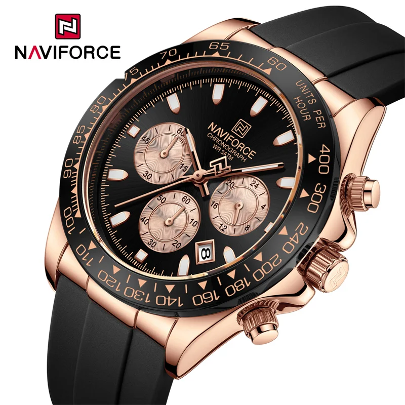 NAVIFORCE Brand Men Business Watch Fashion Luxury Silicone Strap Waterproof Multifunctional Quartz Wristwatch Relogio Masculino