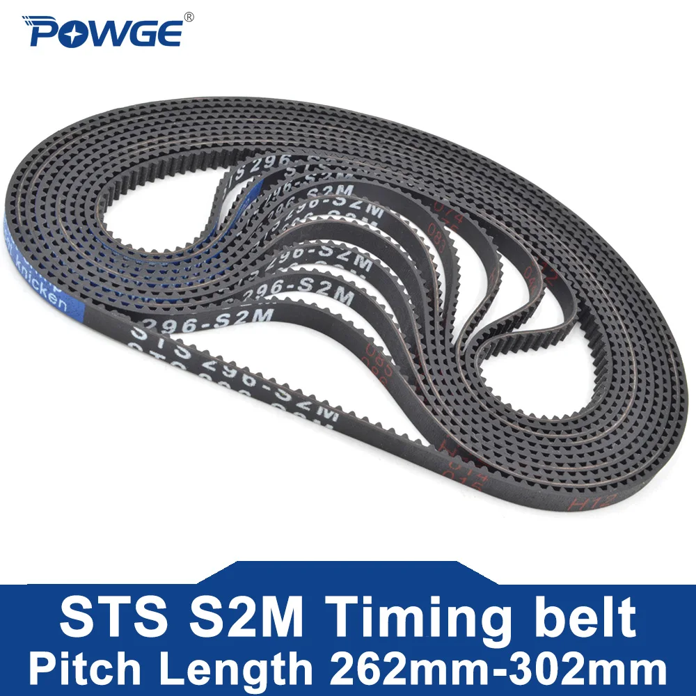 POWGE STS S2M Timing belt Lp=262 264 266 268 270 272 274 276 278 280 282 284 286 288 290 292 296 298 300 302 width 4-20mm Rubber