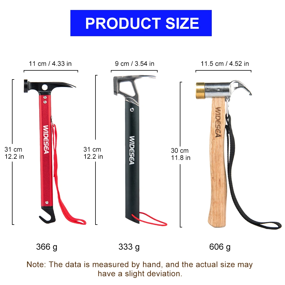 Widesea Camping Hammer Stainless Steel Copper Outdoor Tent Peg Stake Mallet with Stake Puller Grond Nail  Mountaineering Hiking