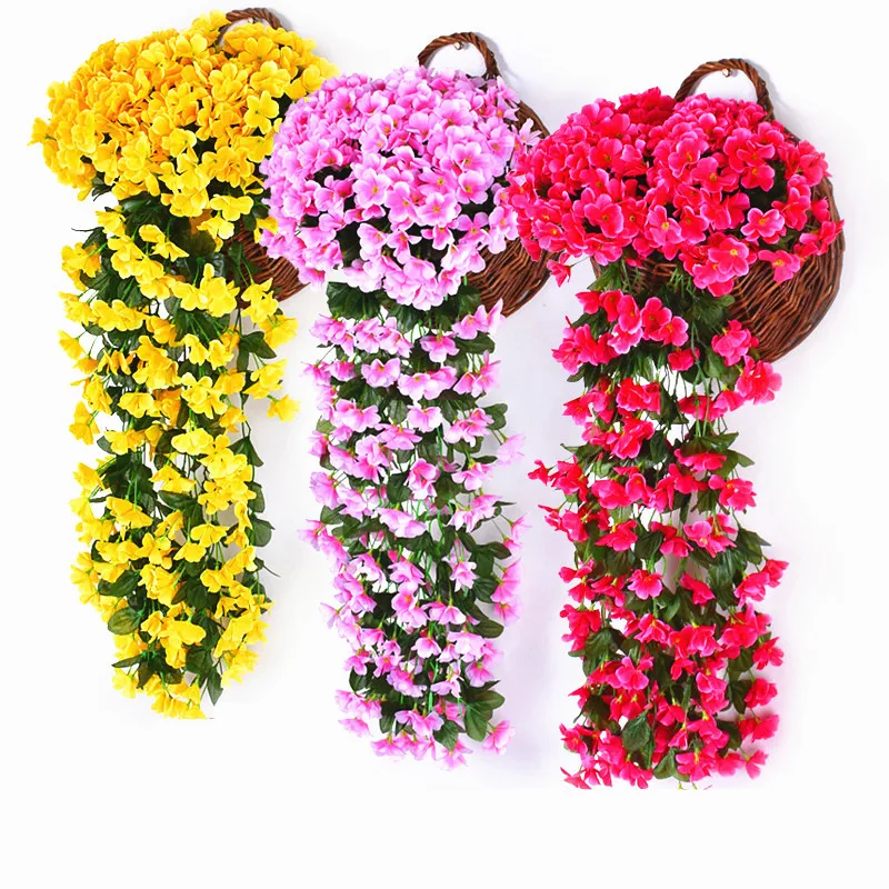 Simulation violet wall hanging wall hanging decorative flower basket silk flower fake flower pendant indoor wall flower pot simu