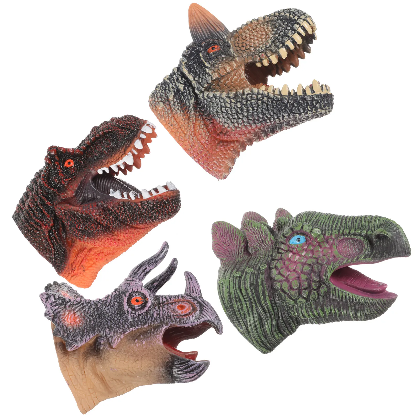

4Pcs Dinosaur Hand Puppets Kids Safe Detailed Head Movable Jaw for Role Play Group Work Storytelling Puppet Puppets for Toddlers