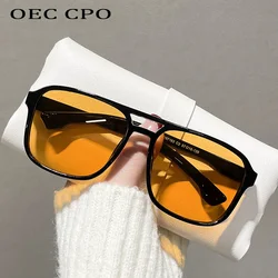 OEC CPO Square Double Bridges Sunglasses Women Retro Shades UV400 Trending Orange Yellow Sun Glasses Female Fashion Men Eyewear