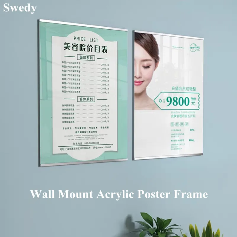 

A4 8.5 x 11 Wall Mount Acrylic Photo Picture Poster Frame Holder Sign Holder Price Listing Display Board