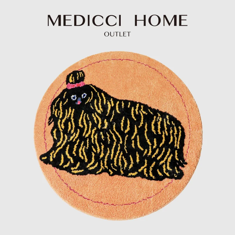 

Medicci Home Retro Braid Dogs Carpet Ultra Soft Plush And Absorbent Tufted Circular Area Rugs Bath Mat Living Room Doorway Decor