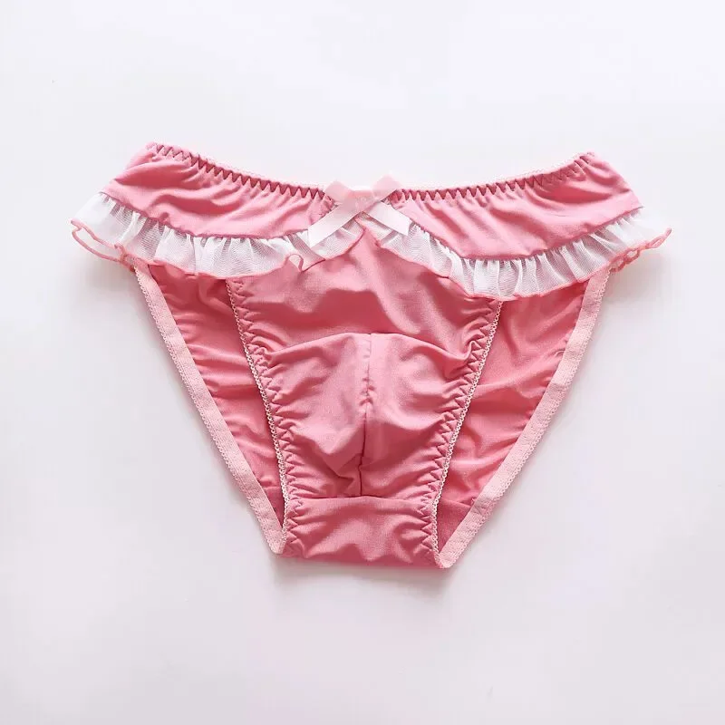 

Мужские сексуальные кружевные трусы с рюшами и бантом, милые Kawayi танцевальные костюмы для живого шоу, трусики для диджея, клуба, бара, Харадзюку, BF, подарок