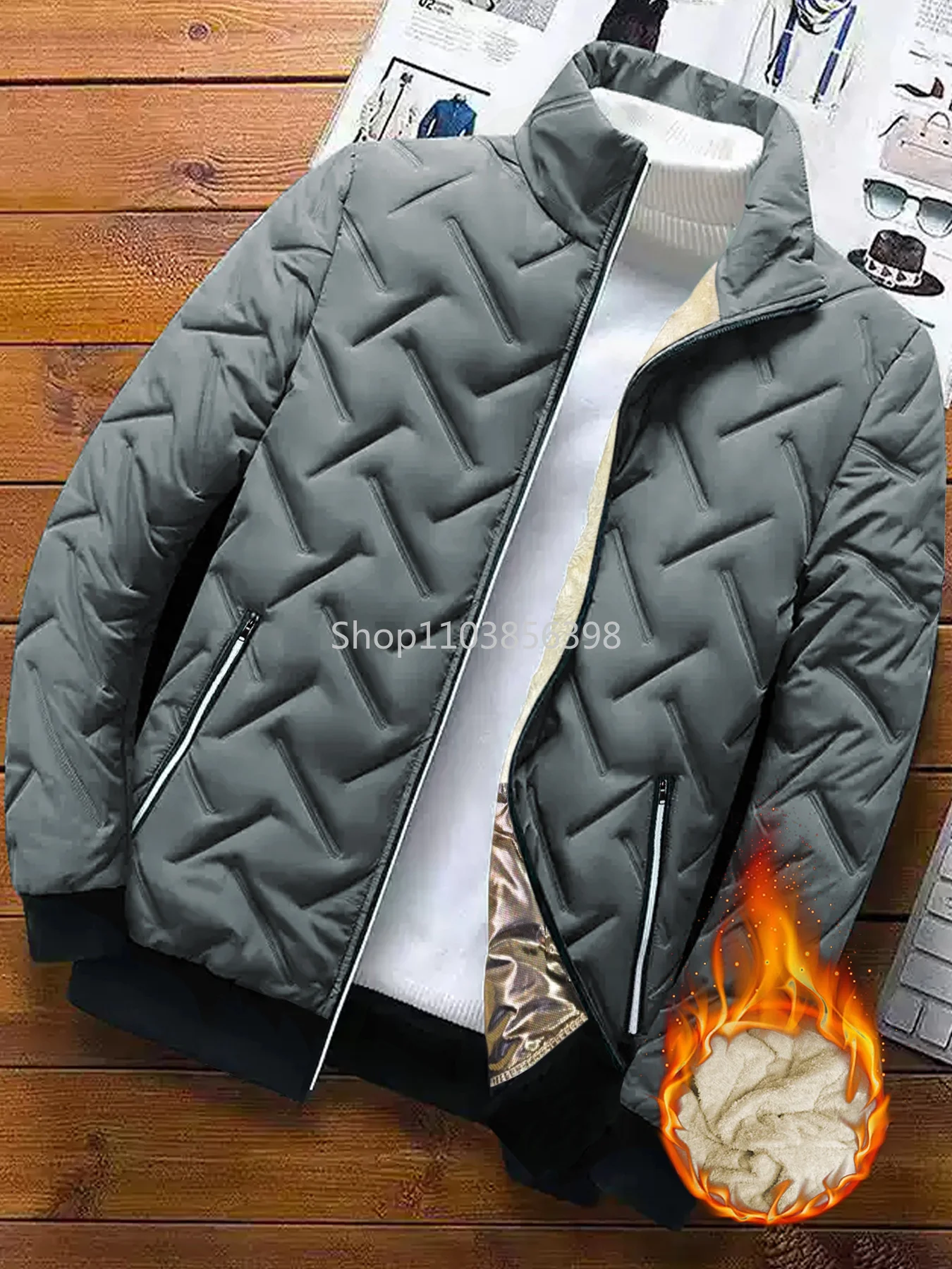 Men's Casual Stand-Up Collar Winter Jacket, Autumn and Winter Coat Male, Windproof Cold-Proof Warm Top Overcoat Mens Outwear 4XL