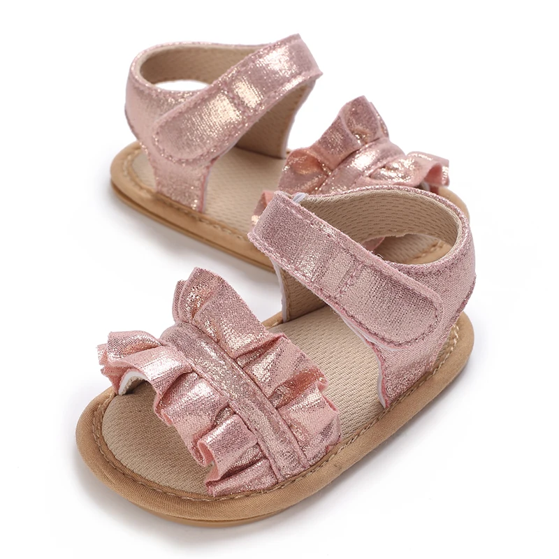 Fashion 0-18M Newborn Baby Girl Sandals Cute Summer Rubber Sole Princess Shoes Baby Anti slip First Step Walking Shoes