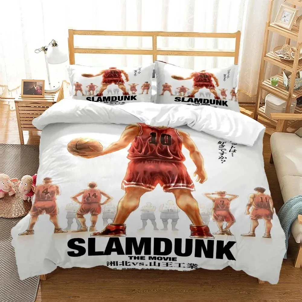 Anime Slam Dunk Cartoon Bedding Set Boys Girls Twin Queen Size Duvet Cover Pillowcase Bed Kids Adult Fashion Home Textileextile