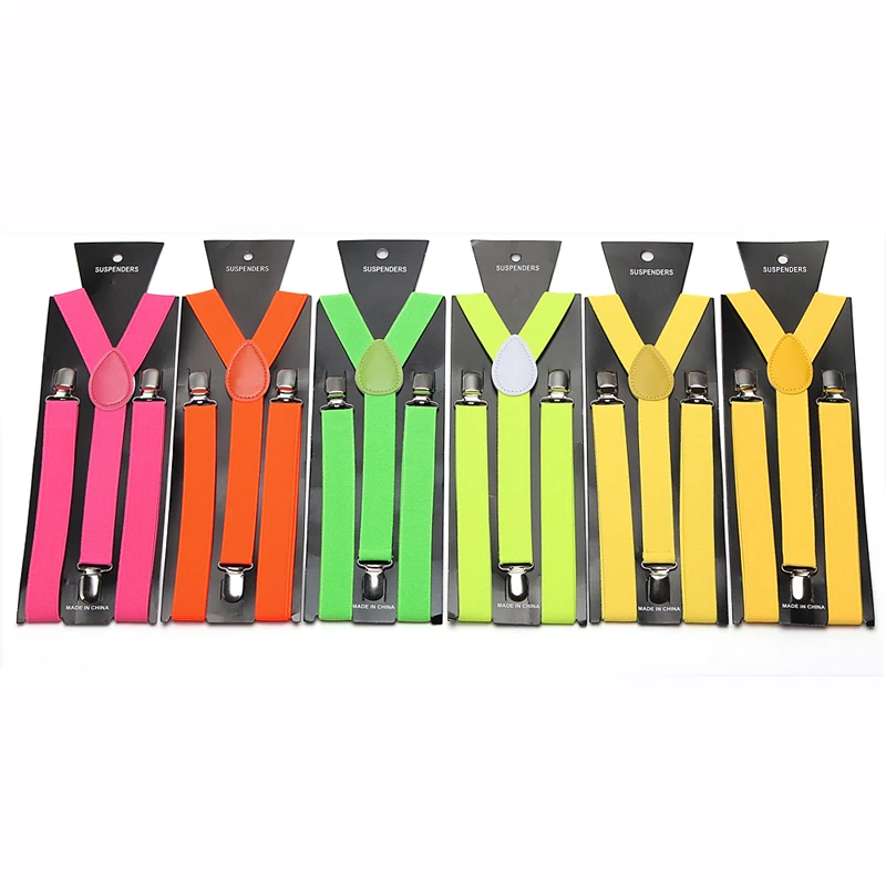 Wholesale 5pc 1Inch Wide Mix Mens Unisex Clip-on Braces Elastic Slim Y-back Suspenders For Trousers Pants Holder Braces Belt Top