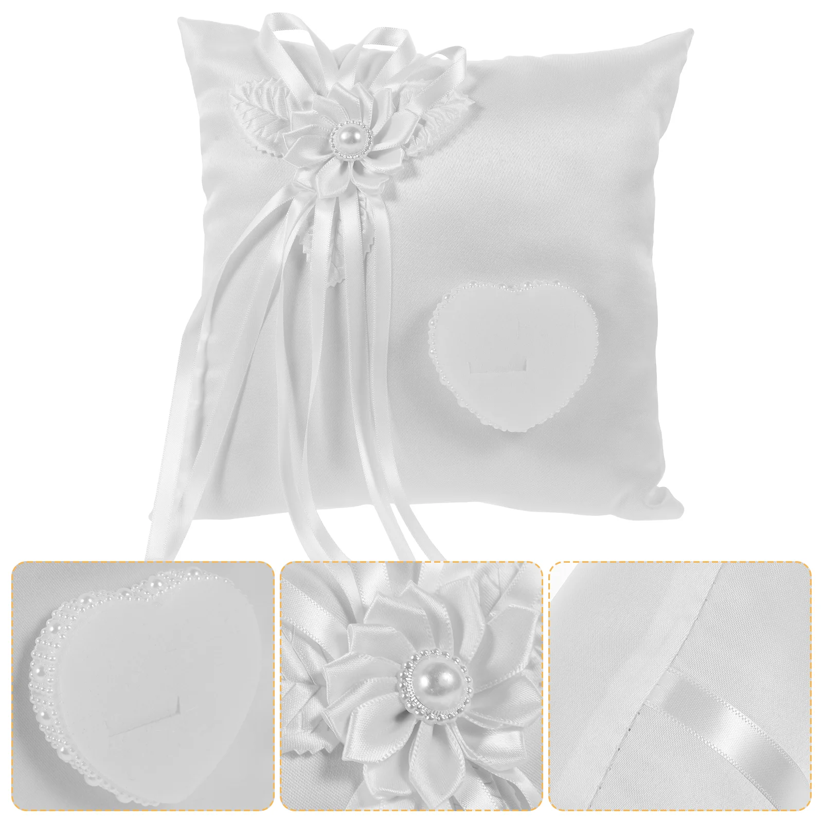 Wedding Ring Holder Pillow Heart Decorations for Floral Container Bride Cushion