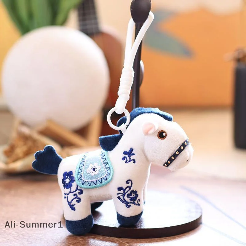 2026 Chinese New Year Mascot Horse Plush Keychain Plum Blossom Bamboo Embroidery Decor Cartoon Pony Doll Cute Bag Pendant Gifts
