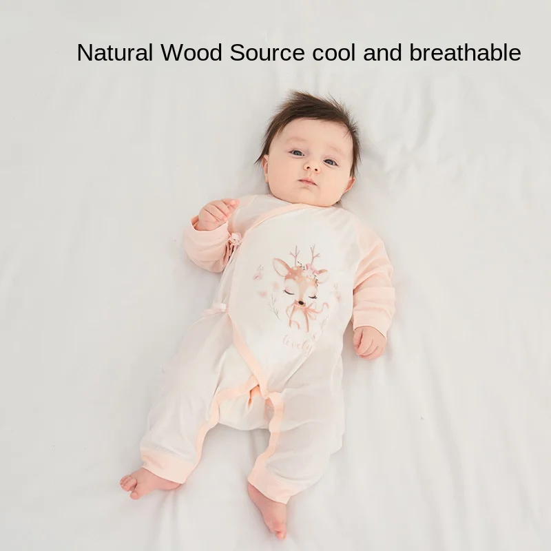 Boneless baby summer thin onesie New boys and girls baby clothes long sleeve clothes air-conditioned clothingjumpsuit