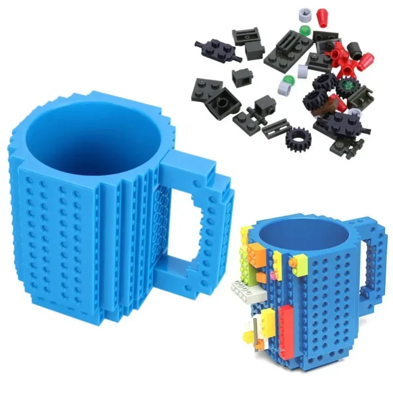 Taza de leche creativa de 350ml, tazas de café, taza de ladrillo, soporte de agua potable para LEGO, diseño de bloques de construcción