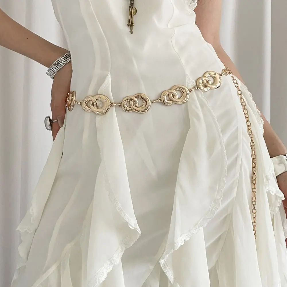 

Elegant Metal Circular Ring Waist Chain Gold/Silver Jewelry Accessory Bohemian Body Chain Waistband Belly Chain Dress Belt Chain