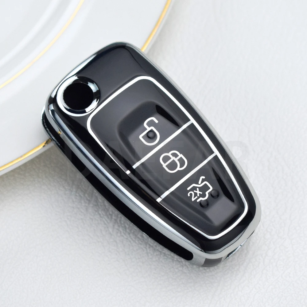 For Ford Ranger C-Max S-Max Focus Galaxy Mondeo Transit Tourneo Custom TPU Car Key Case Cover Auto Key Holder
