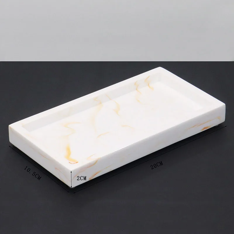 Household Storage Tray Marble Resin Tray for Bathroom Rectangular Jewelry Storage Tray Kitchen Dish Storage Plates