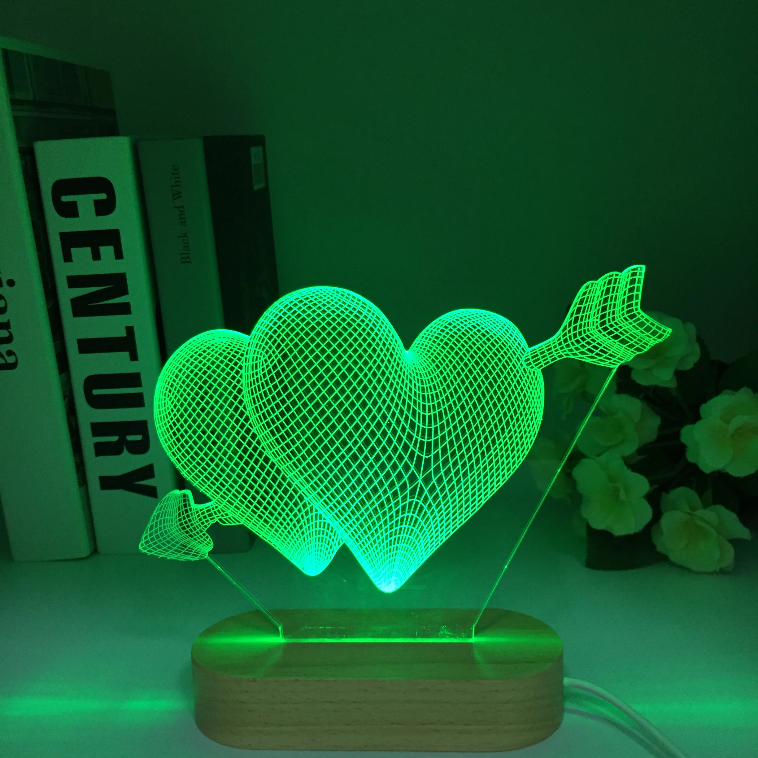 

Wooden Fall in Love Wedding 3D Lamp Acrylic USB LED Night Lights Neon Sign Remote Decorations for Home Bedroom Birthday Gifts