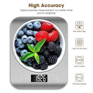 Balance de cuisine de 10 kg, balance numérique de cuisine avec fonction tare, balance électronique pour l’infusion de café, écran en acier inoxydable avec écran LCD 12 meilleures cuisines maison en vente - No 8