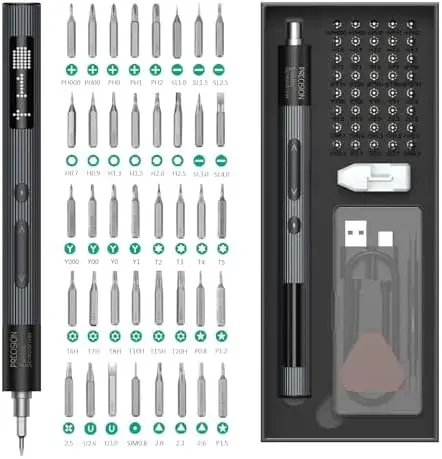

ORIA 50-in-1 Electric Screwdriver Set – Rechargeable Precision Tool Kit with 40 Bits, LED Light & 3 Torque Levels