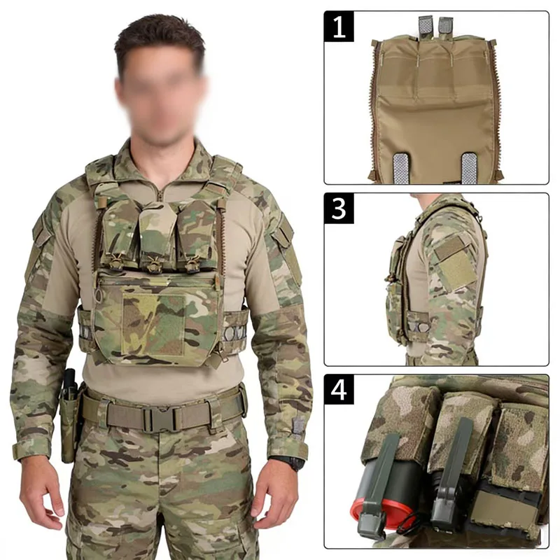 PEWTAC FCPC V5 Triple Multi-Function Back Plate, Tactical Vest Molle Extension Back Panel Pack, Suitable for Airgun BP05