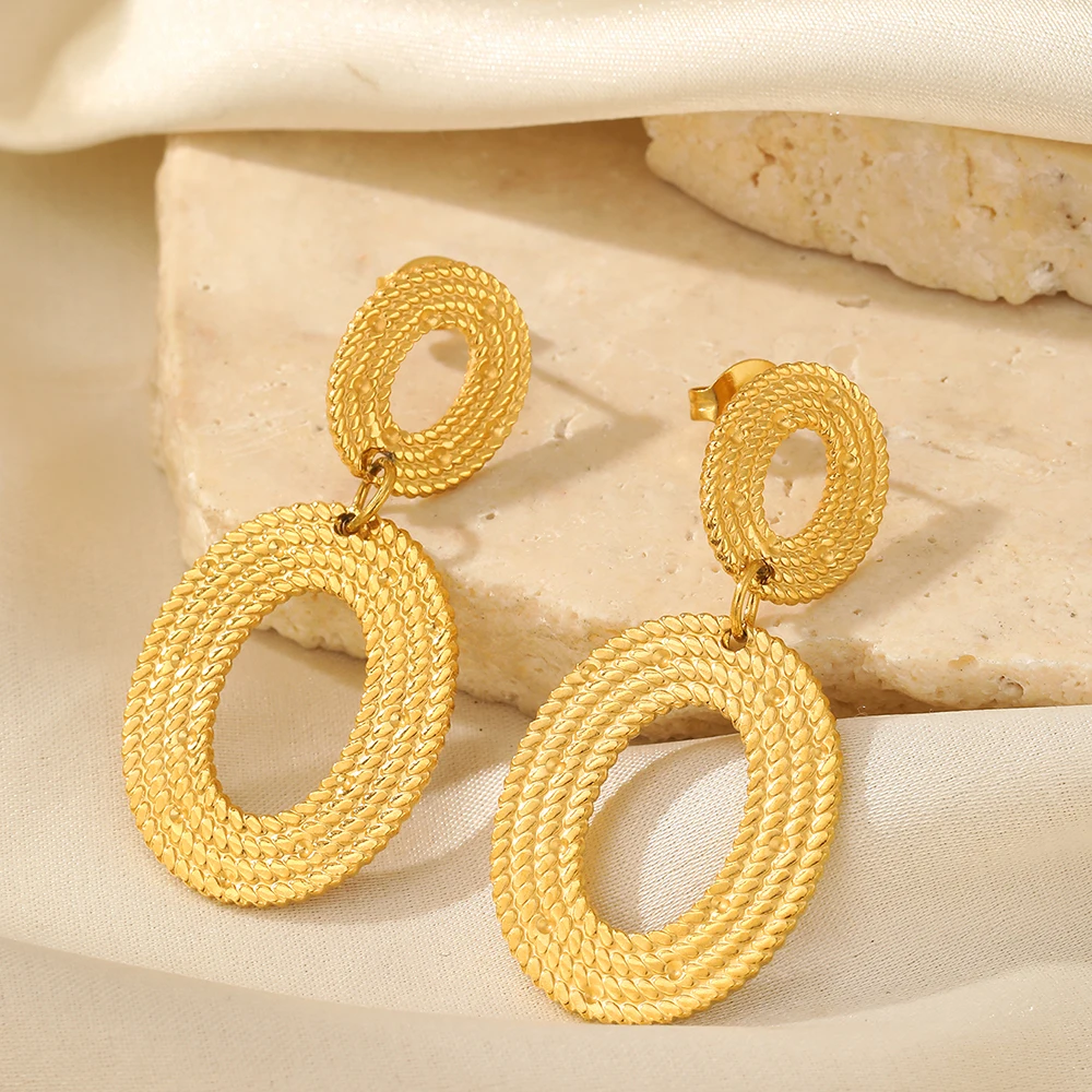 Stainless Steel Earrings Minimalist Design Fashionable Personalized Oval Dangle Earrings For Women Jewelry Commuter Daily Match
