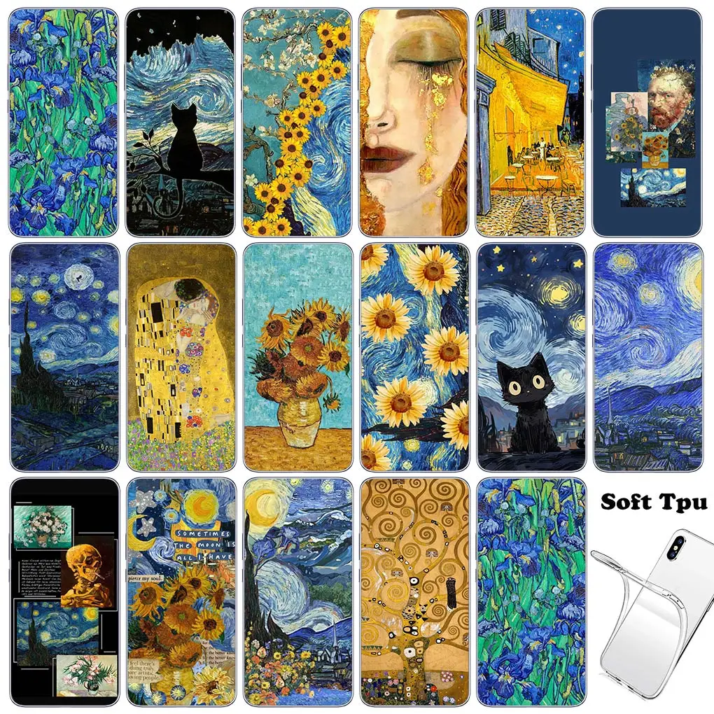 Starry Night Van Gogh Sky Art TPU Case for Motorola Moto G04 G71 G73 G32 G34 G52 G8 G7 G9 G24 Power Plus E14 Phone Cover Casing