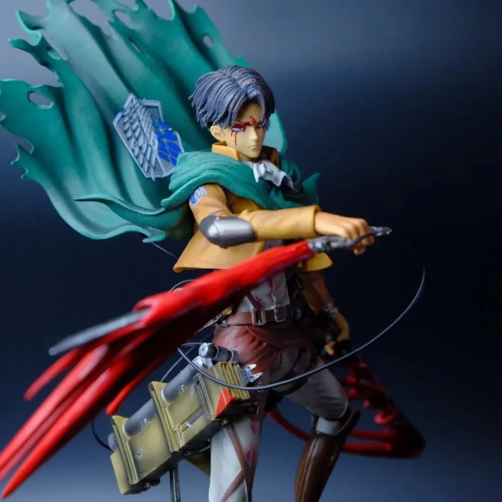 أنيمي هجوم على تيتان ليفي أكرمان GK معركة الضرر البلاستيكية عمل الشكل تحصيل نموذج دمية لعبة 35 سنتيمتر