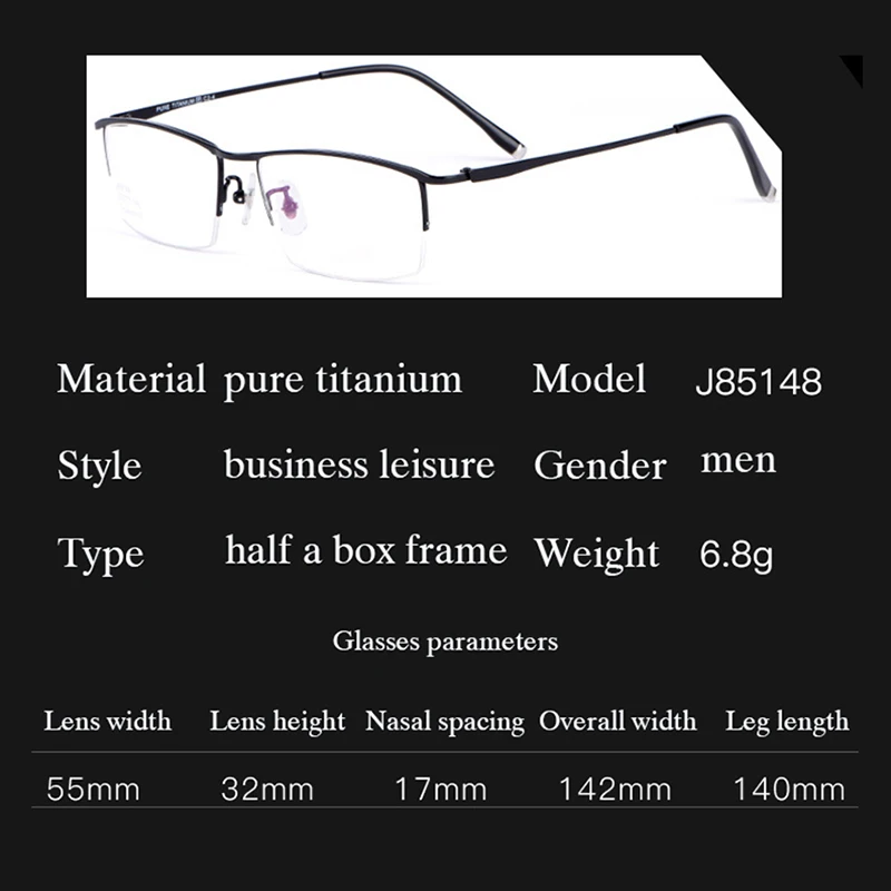 2022 New Men Pure Titanium IP Electronic Plating High Quality Business Style Half Rimless Super Light Weighted Smooth Material