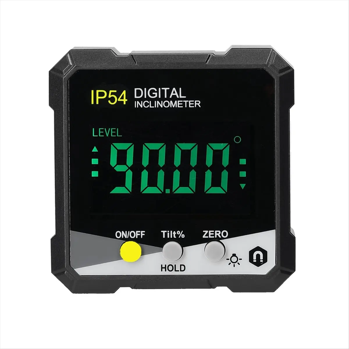 【SPECIAL OFFER】IP54 4X90° Portable Digital Inclinometer LCD Backlight Digital Protractor Slope Meter Digital Angle Ruler(Yellow)