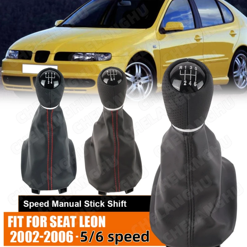 

For Seat Leon 1M1 2002 2003 2004 2005 2006 Car-styling 5 / 6 Speed Car Gear Shift Knob With PU Leather Boot 12mm Hole Insert