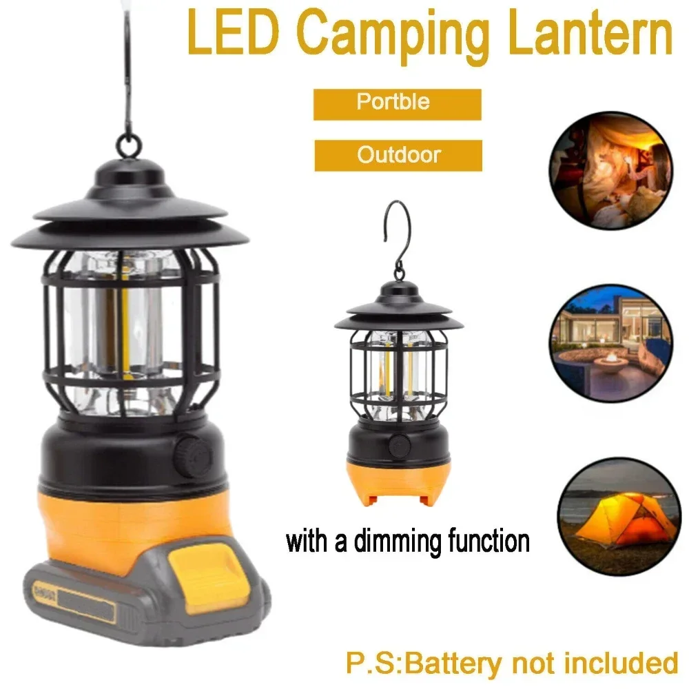 Portable Lantern LED Work Light Camping Lantern For Dewalt 18V Lithium Battery Hanging Tent Light Outdoor (NO Battery)