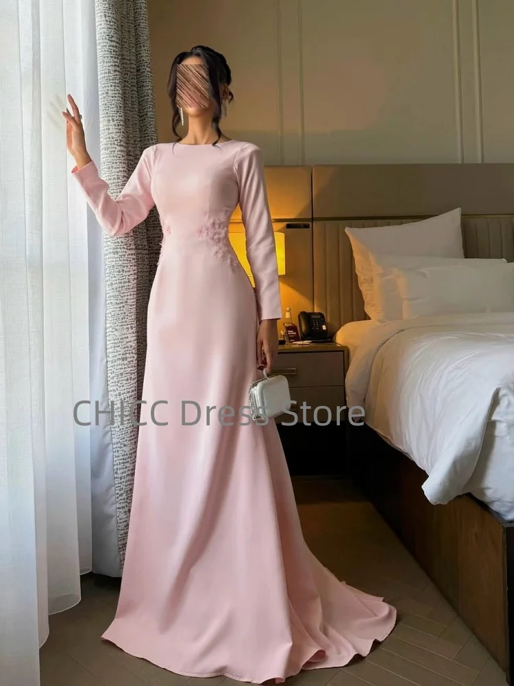 Elegante Avondjurken O-hals Lange Mouw Zeemeermin Galajurk Dames Bruiloftsgast Feestjurken Aangepast فسات Cosa •Мة