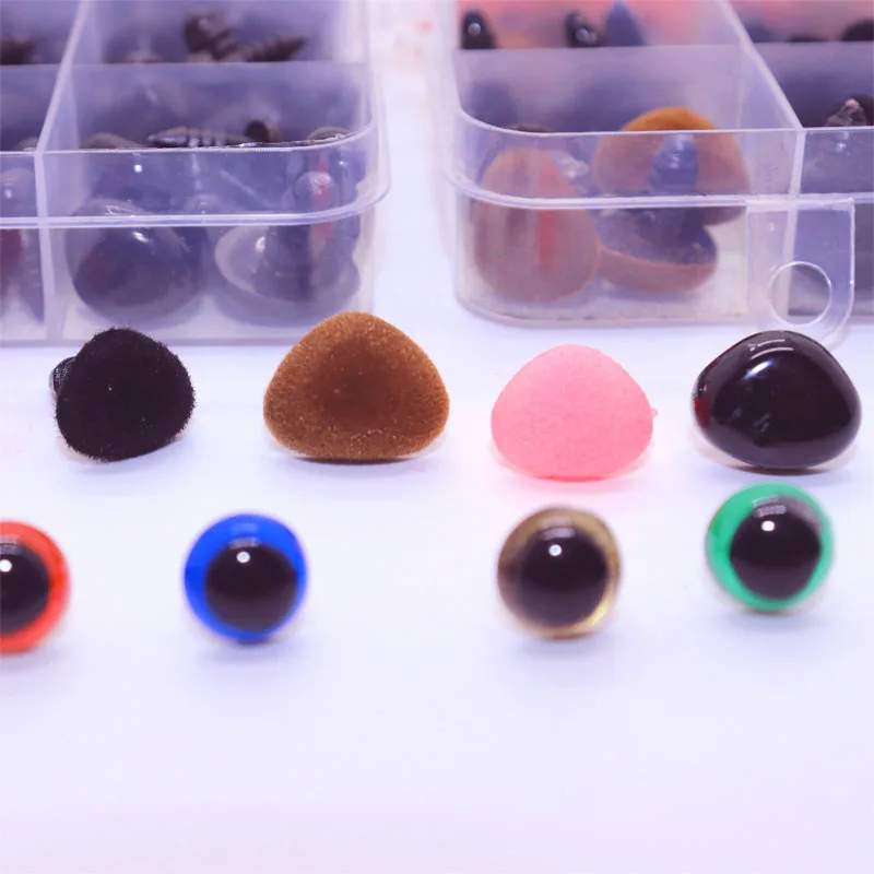 DIY Craft Olhos Narizes Define, Eyeball Boneca Acessórios, Plástico, Colorido, Segurança, 1 Caixa, 75 Pcs, 100 Pcs, 125Pcs