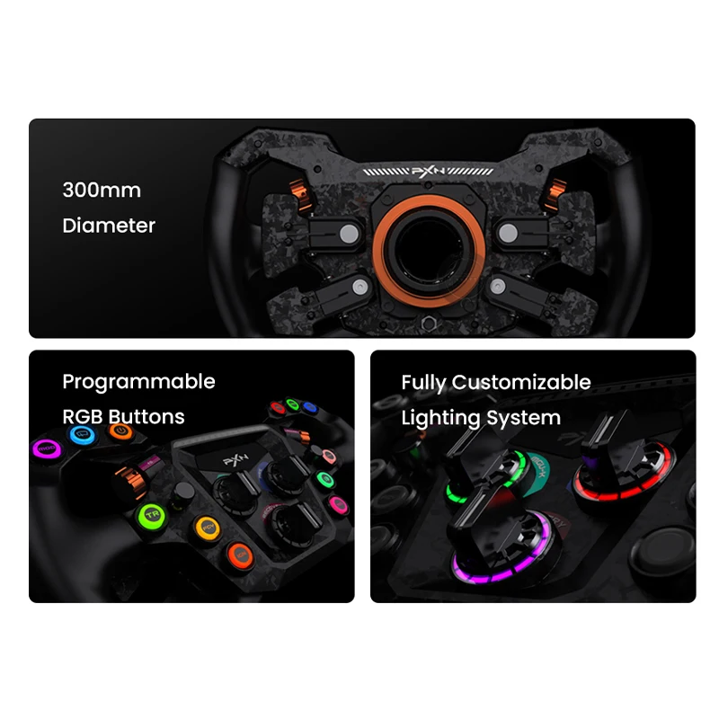 PXN GT ONE Racing Simulator Custom Button F1 Formula Quick Release Carbon Fiber Paddle Game Steering Wheel GT Wheel Controller view 3