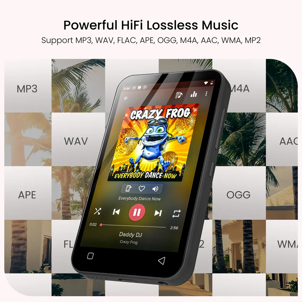 مشغل موسيقى MP3/MP4 محمول يعمل بنظام أندرويد ومكبرات صوت بلوتوث وواي فاي، يدعم Spotify Premium Dac، dap، راديو، HiFi Player Walkman #2