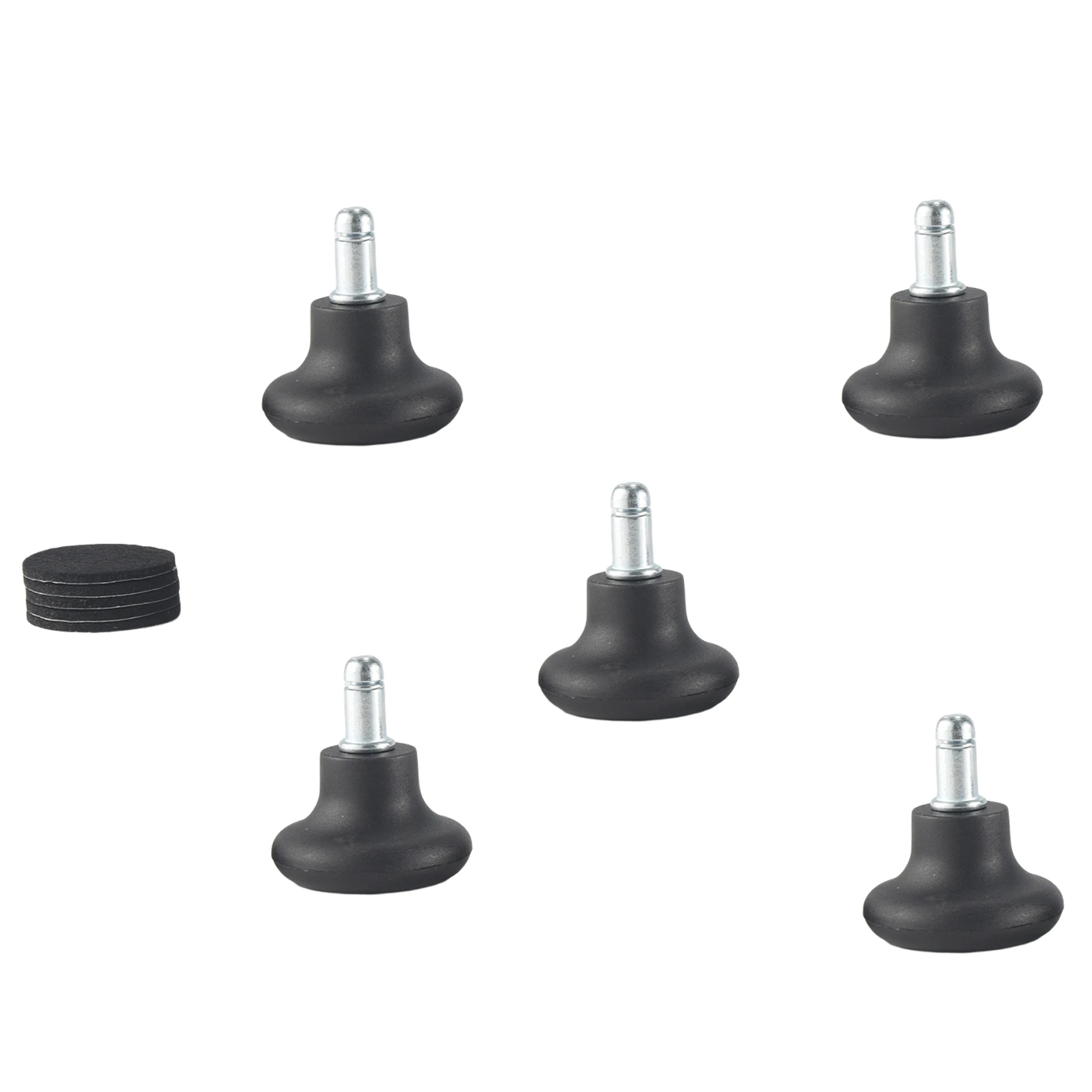 Paquete de 5 deslizadores de campana para silla de oficina sin ruedas, ruedas giratorias de repuesto para silla rodante, ruedas fijas estacionarias