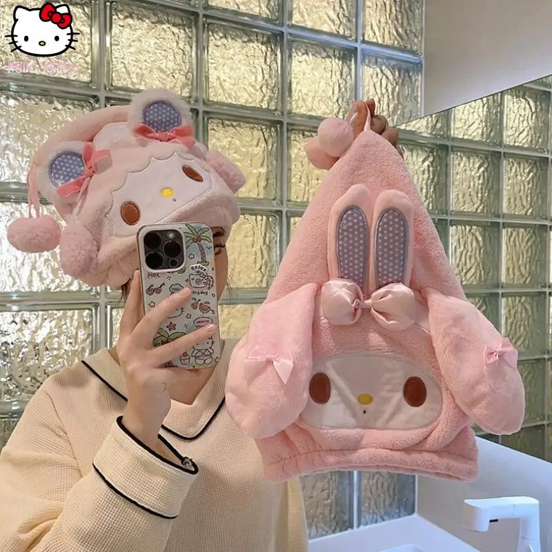 

Kawaii мультфильм девушка моя мелодия ягненка кролик сухая шапка для волос аниме коралл детская супер впитывающая быстросохнущая повязка на голову тюрбан Sanrio