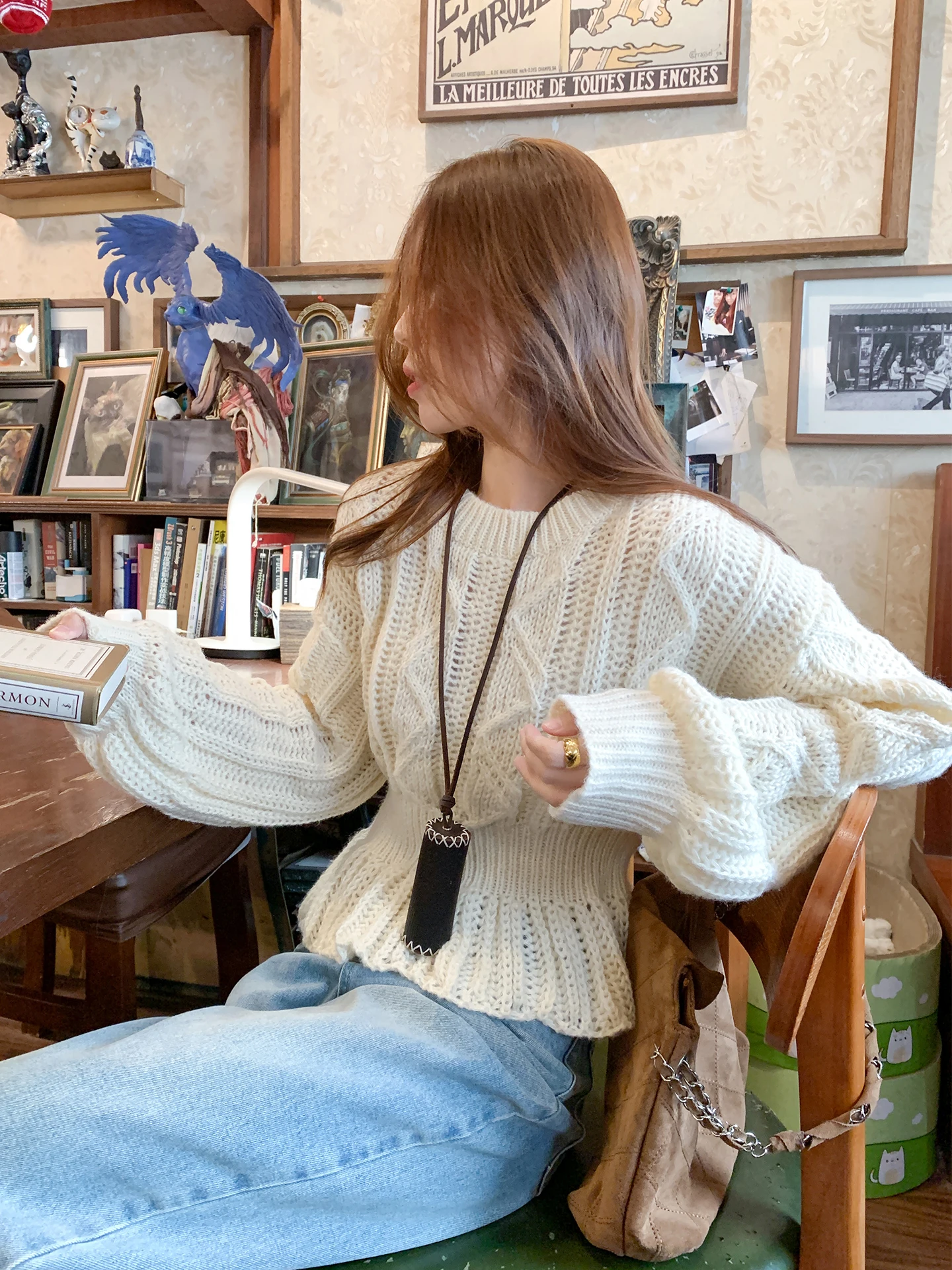 

Korean Sle Hollow out Knitted Sweater Women's Spring New Design Waist Cinching Inner Wear Top Faionable Breathable