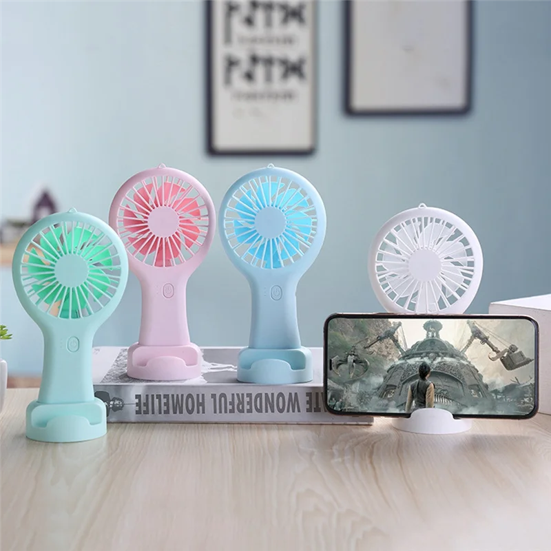 

Handheld Mini Fan Portable USB Charging Convenient Small Fans Catapult Pocket Hand-Held Fan with Base Outdoor Fan-Green