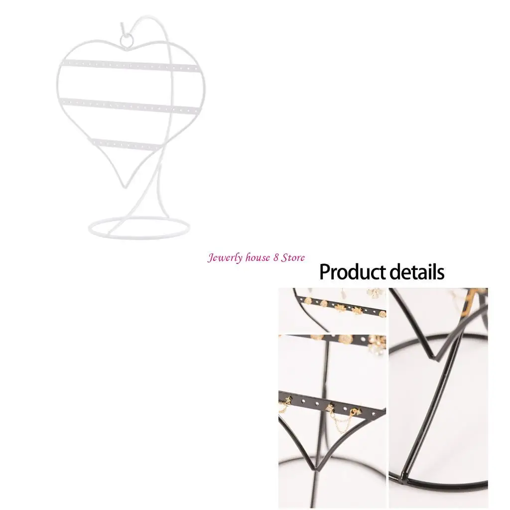 

Держатель для сережек в форме сердца с 50 отверстиями, подставка для ювелирных изделий, железные органайзеры с текстурой для