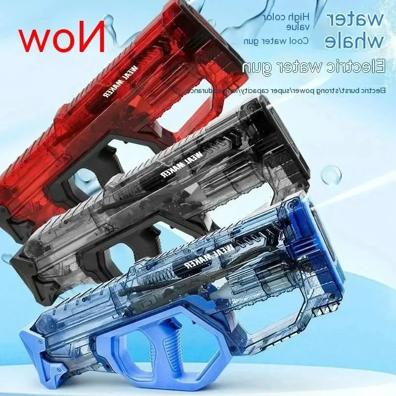 2024 New High Capacity transparent Continuous Fully Automatic Electric Water Gun Toys Summer Outdoor Powerful Playing For Kids