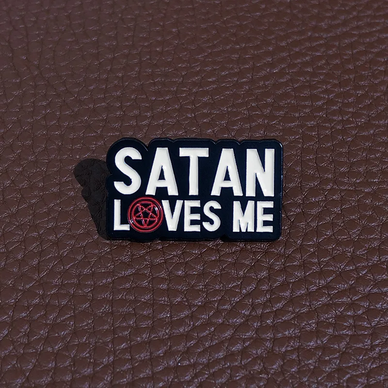 Satam Loves Me Enamel Pin Wiccan Satanic Gothic Pagan Witchcraft Druid Brooch Hat Lapel Badge Jewelry Gift For Friends Wholesale