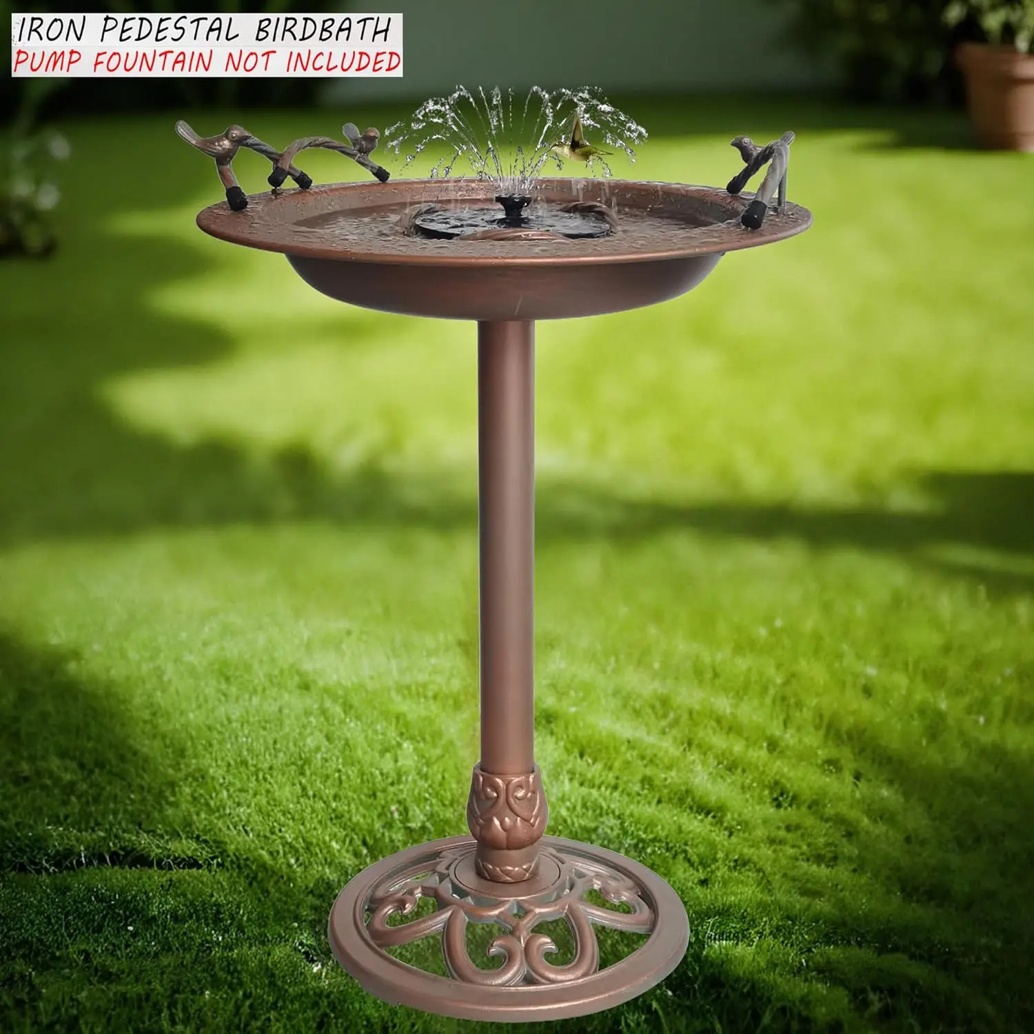 Pedestal Bird Bath Metal All Season Neutral